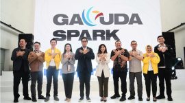 Menteri Komunikasi dan Digital (Menkomdigi), Meutya Hafid, saat meresmikan Garuda Spark Innovation Hub Medan di Pos Bloc Medan, Kota Medan, Sumatra Utara, Sabtu (8/11/2025)/ KPM-InfoPublik/Bismo Agung/Kemkomdigi.