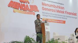 OJK Mengajar bertema “Menumbuhkan Generasi Melek Finansial: Memahami Dinamika Ekonomi dan Stabilitas Keuangan sebagai Pilar Perekonomian Nasional” yang digelar di Universitas Bengkulu (UNIB), Selasa (11/11).
